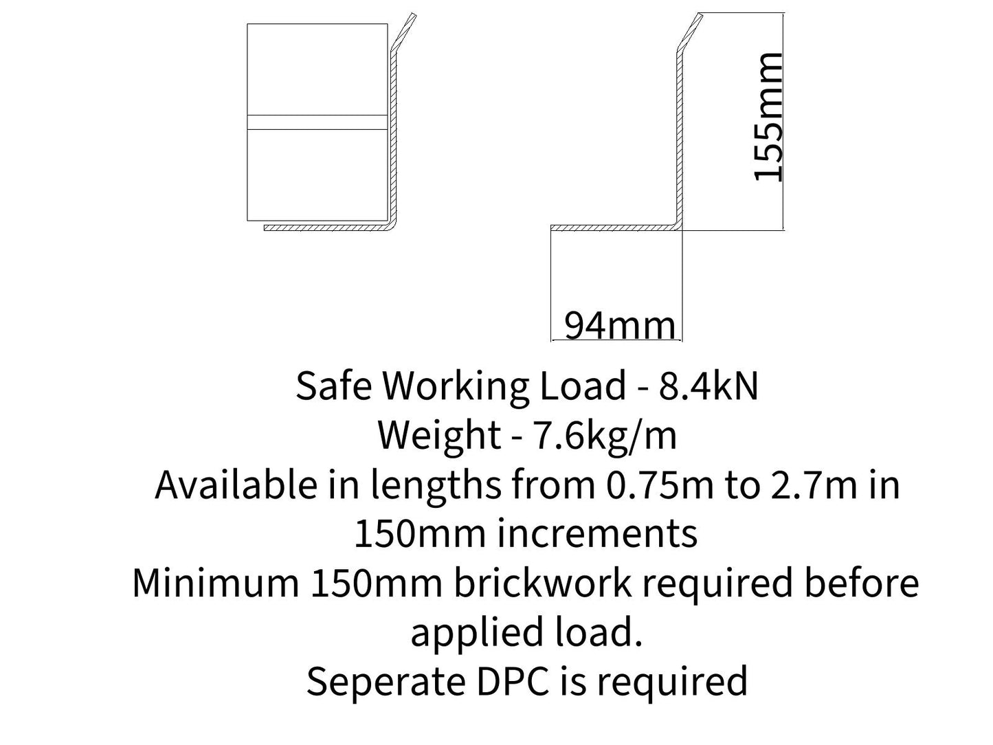 Earl L-100 - Single Leaf L Shaped Angle Lintel